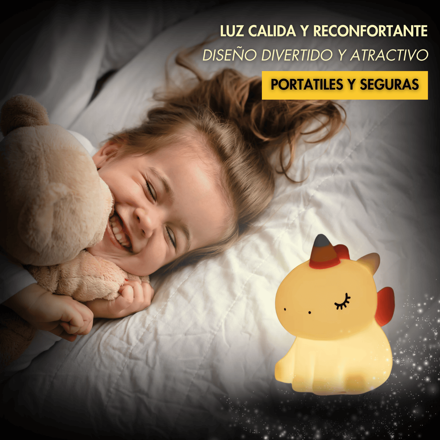 Unicornio Brillaluz – Lámpara de Ensueño para Dormitorio